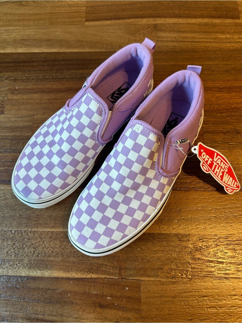 Vans Kids Slip-On Checkerboard Sneakers - Lavender/White - Picture 2 of 7